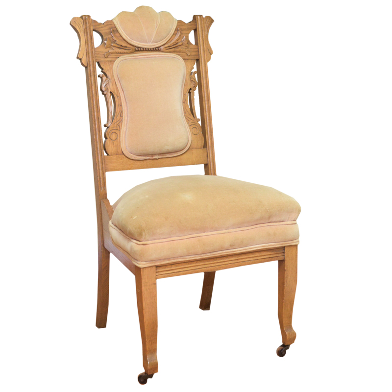 Victorian Eastlake Style Oak Parlor Chair