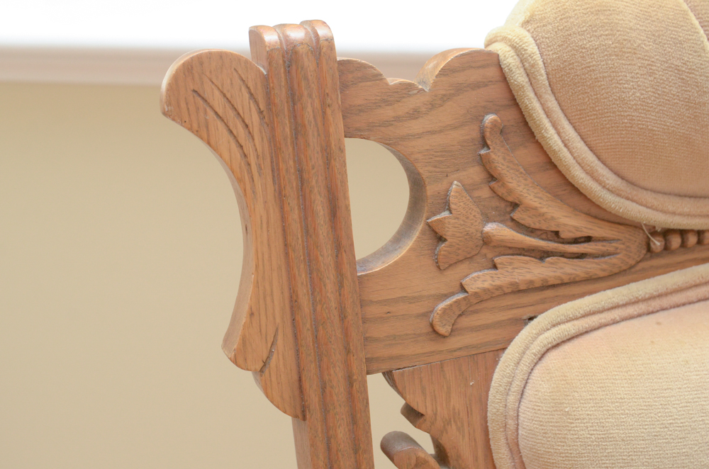 Victorian Eastlake Style Oak Parlor Chair