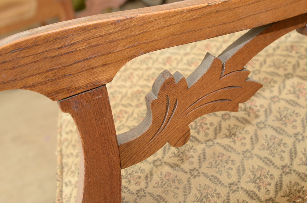 Victorian Eastlake Style Oak Settee