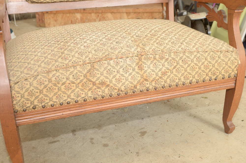 Victorian Eastlake Style Oak Settee