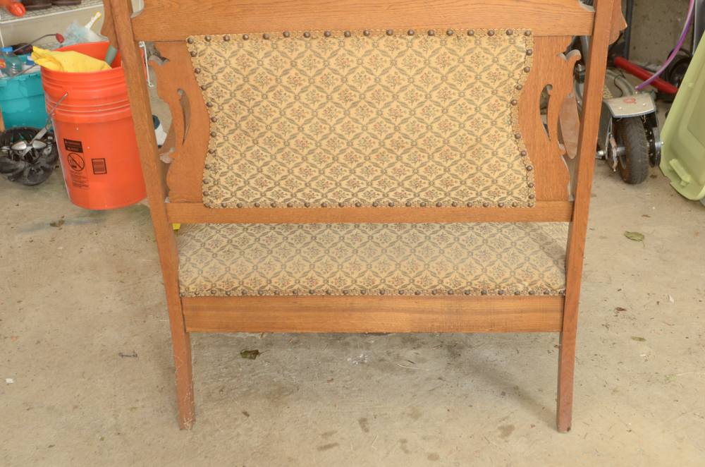 Victorian Eastlake Style Oak Settee