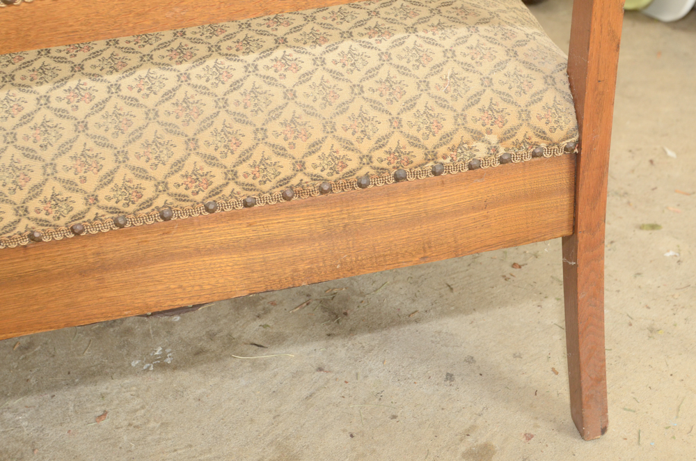 Victorian Eastlake Style Oak Settee