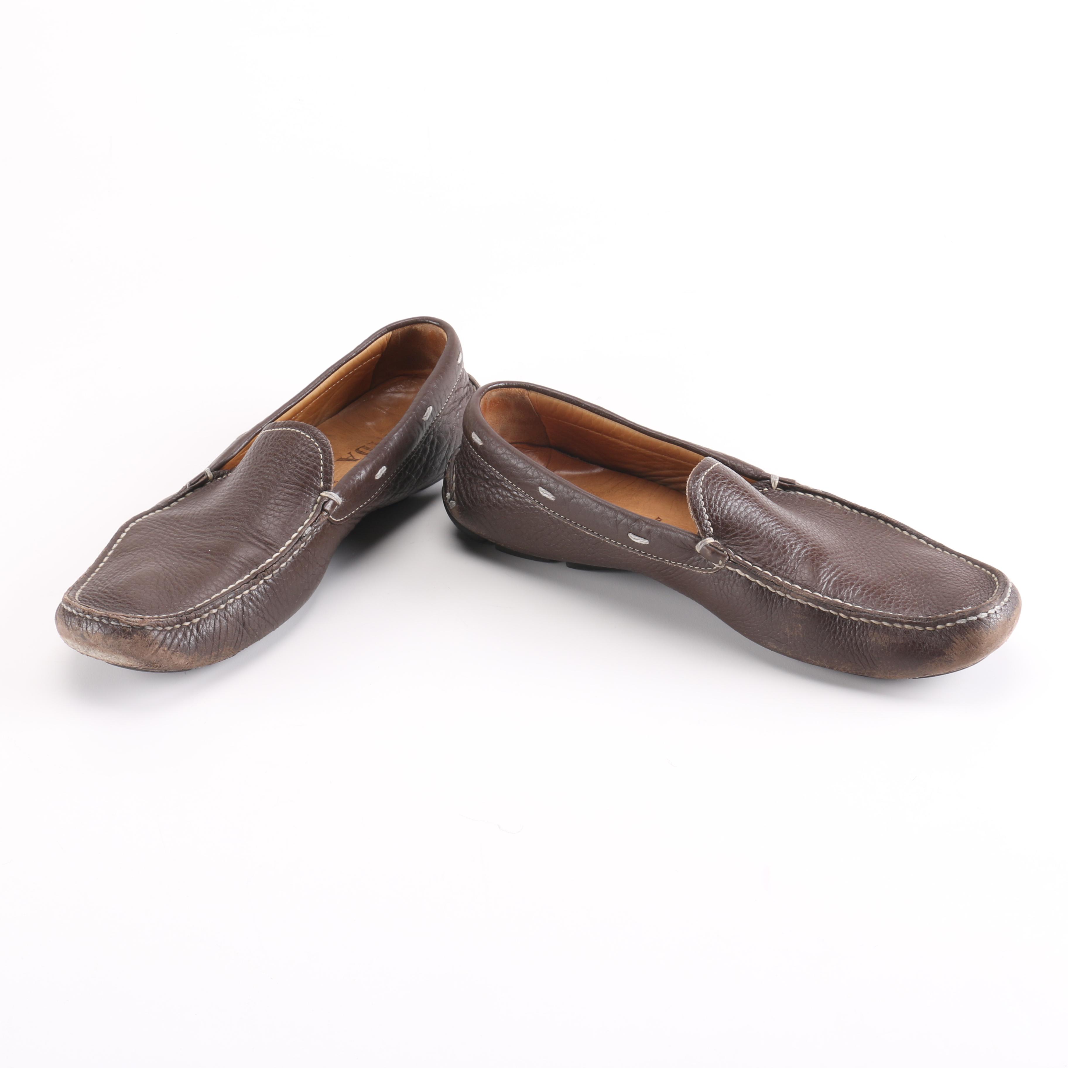 Men's Prada Brown Leather Driving Moccasins