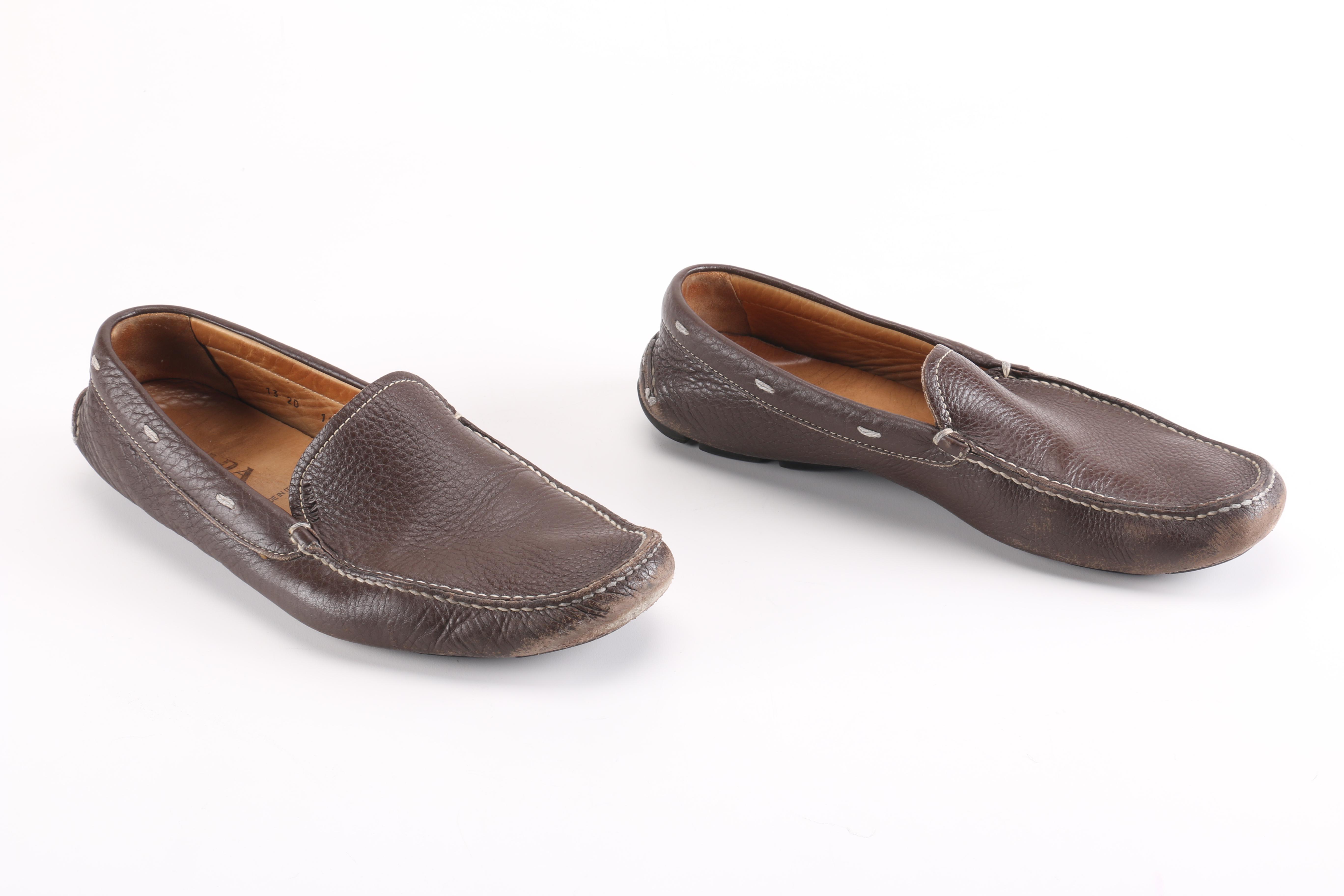 Men's Prada Brown Leather Driving Moccasins