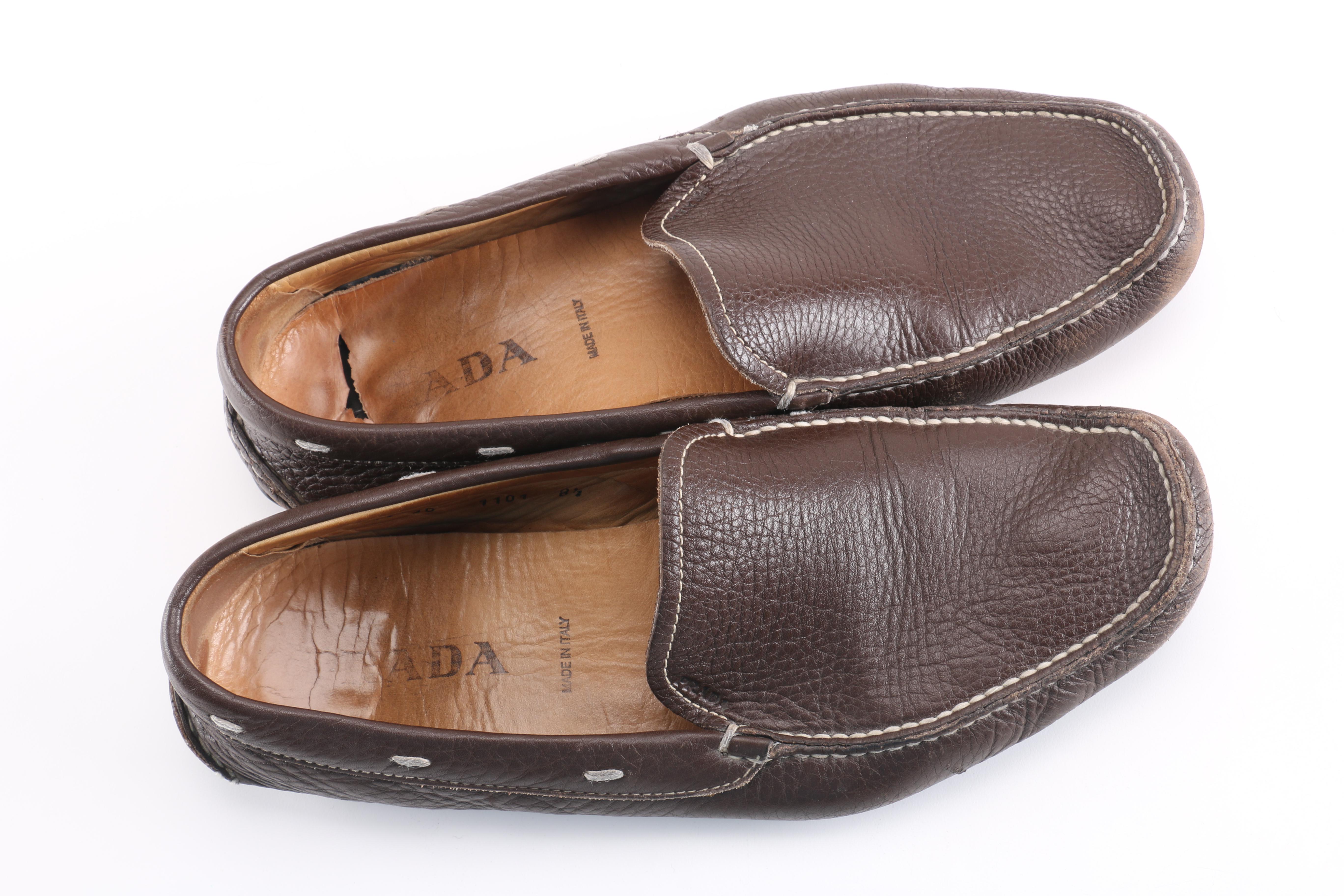 Men's Prada Brown Leather Driving Moccasins