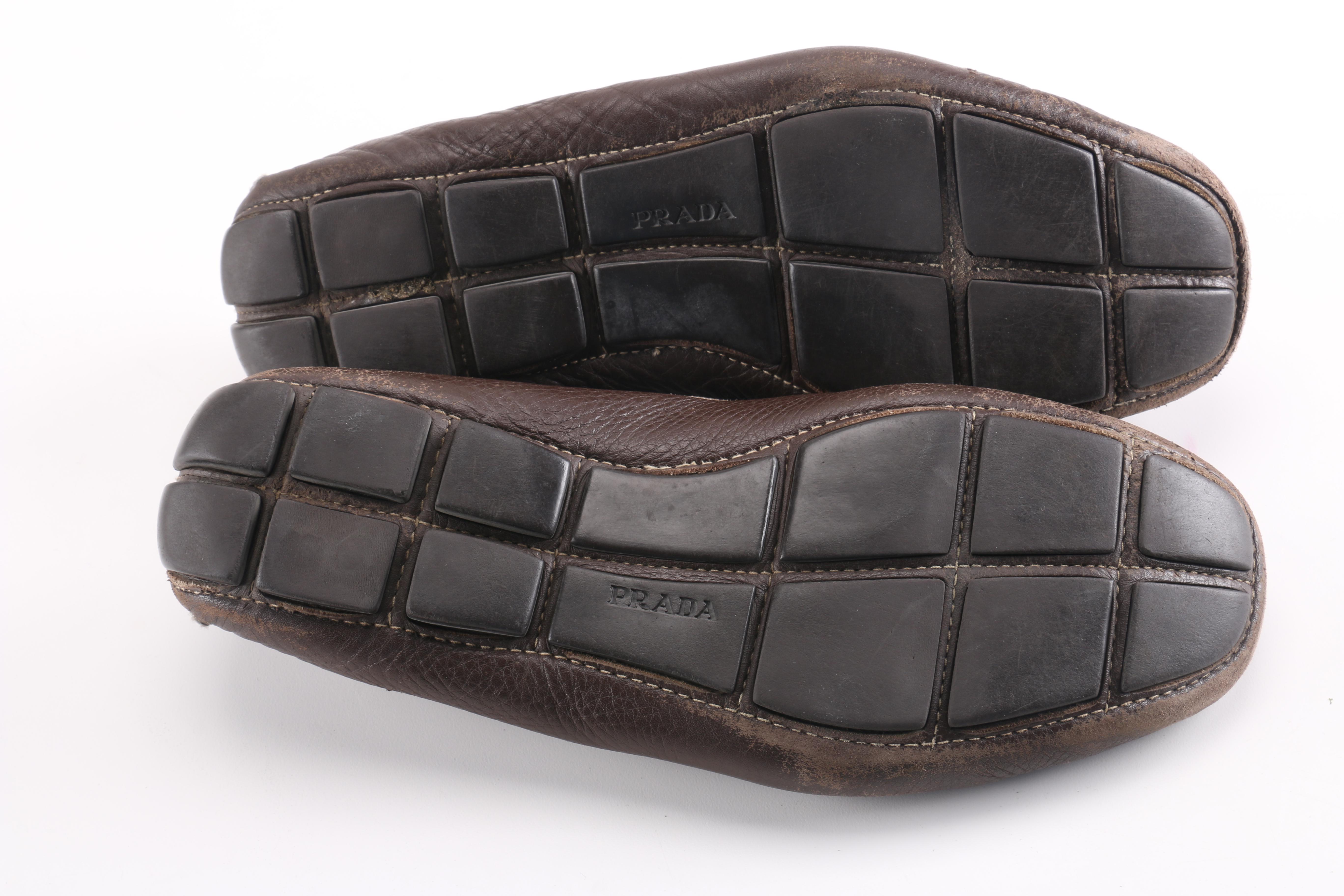Men's Prada Brown Leather Driving Moccasins