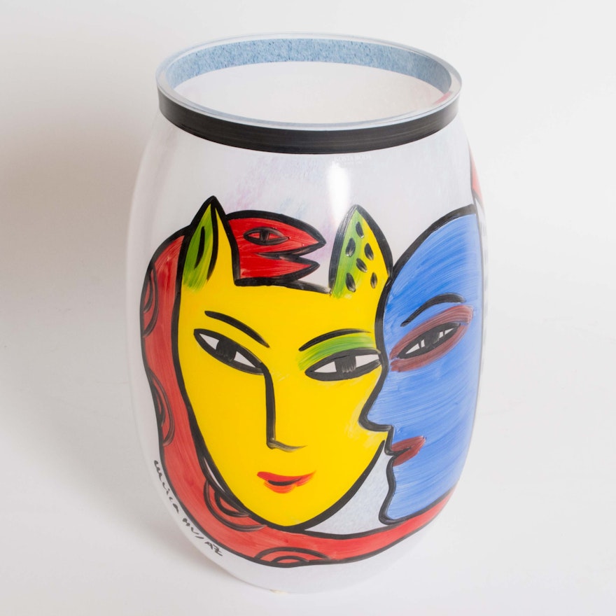 Kosta Boda Hand-Painted Ulrica Hydman-Vallien Glass Vase