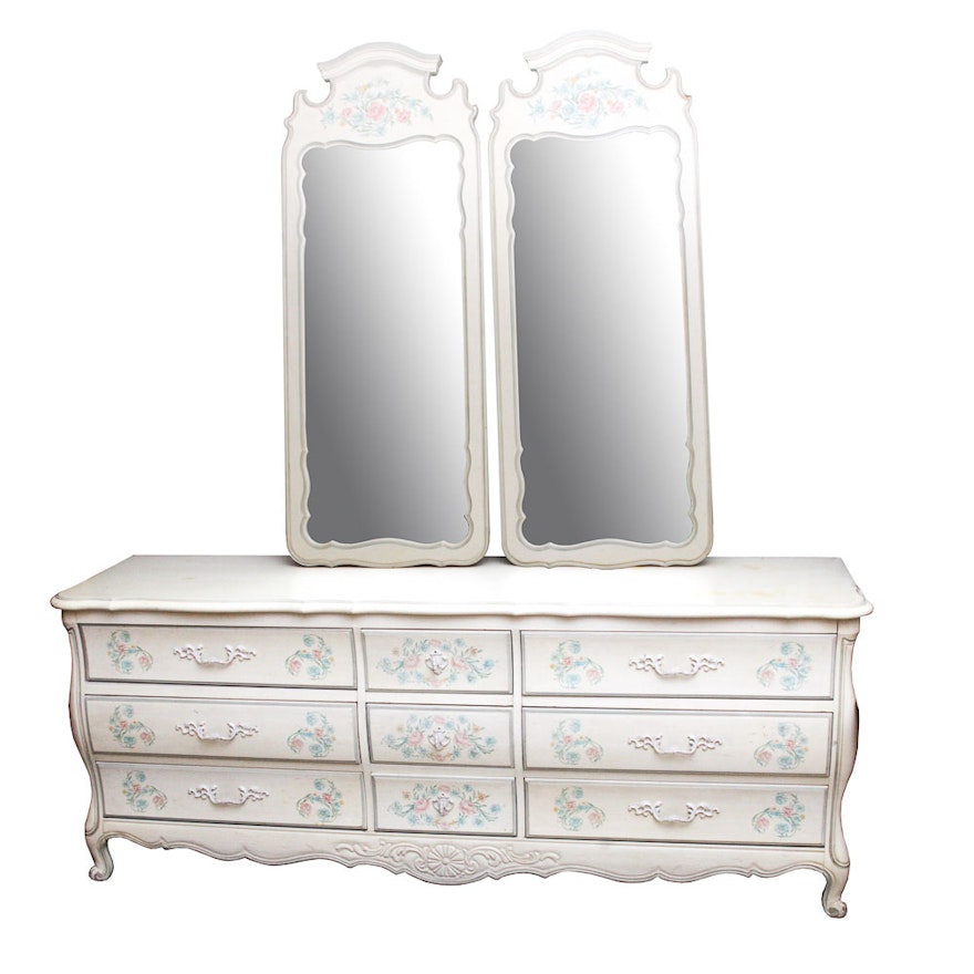 Thomasville Handpainted Dresser and Mirrors