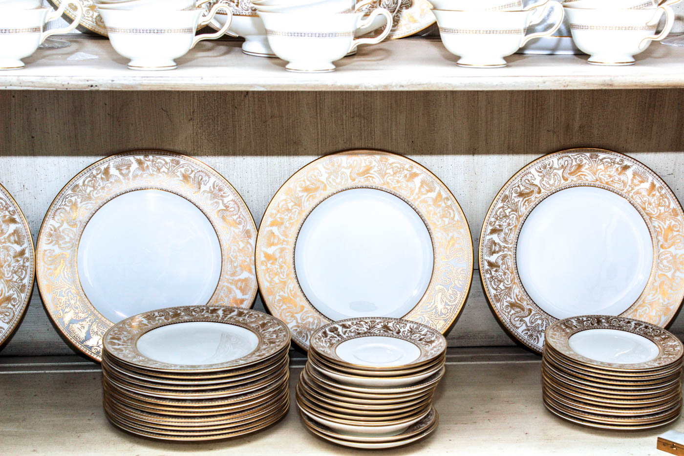 Set of Wedgwood Gold Florentine China and Waterford Templemore