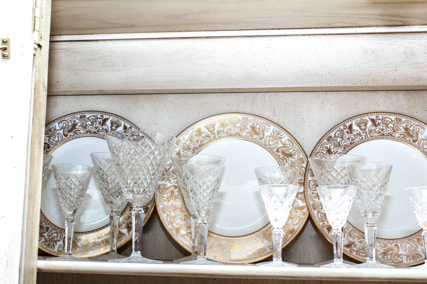 Set of Wedgwood Gold Florentine China and Waterford Templemore