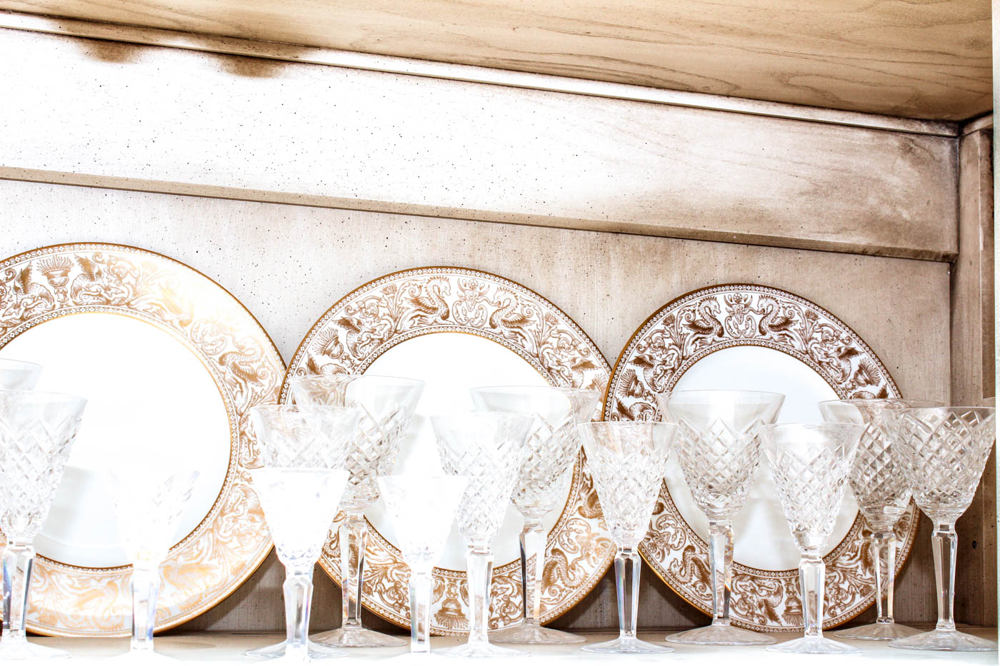 Set of Wedgwood Gold Florentine China and Waterford Templemore