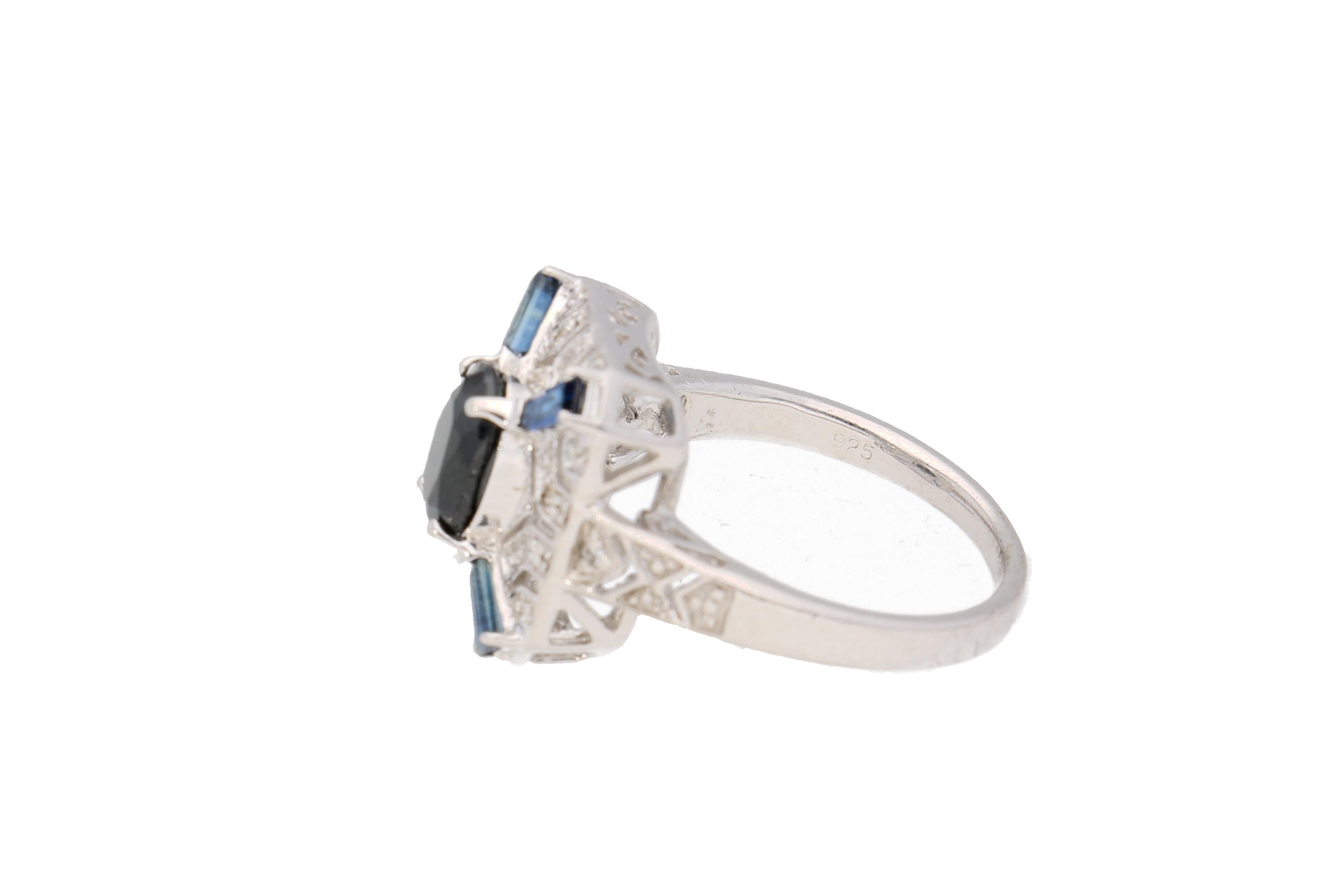 Sterling Silver Ring with Gemstones