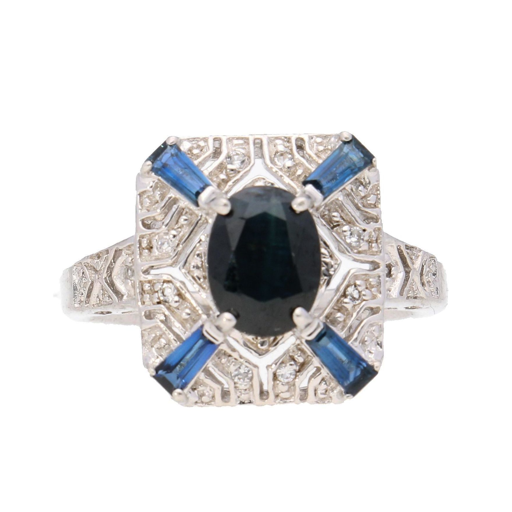 Sterling Silver Ring with Gemstones