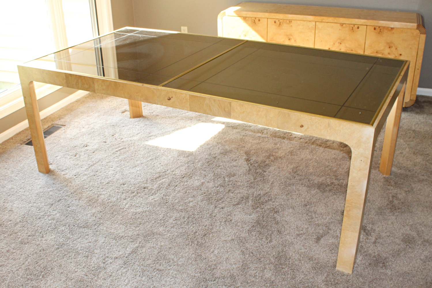 Henredon Burl Wood and Mirrored Dining Set