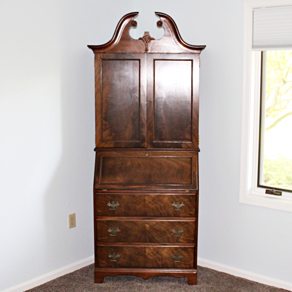 Vintage Chippendale Style Mahogany Secretary