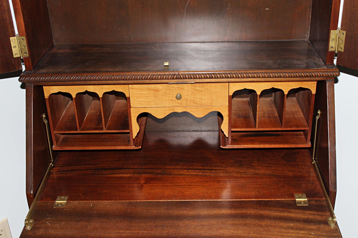 Vintage Chippendale Style Mahogany Secretary