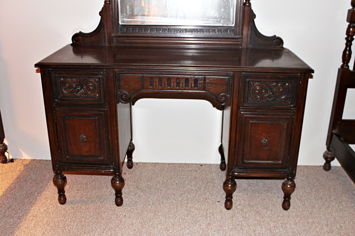 Antique Victorian Carved Vanity Desk