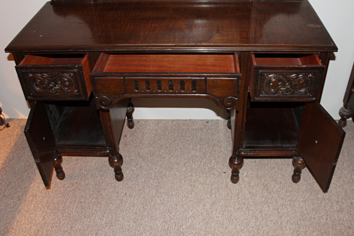 Antique Victorian Carved Vanity Desk