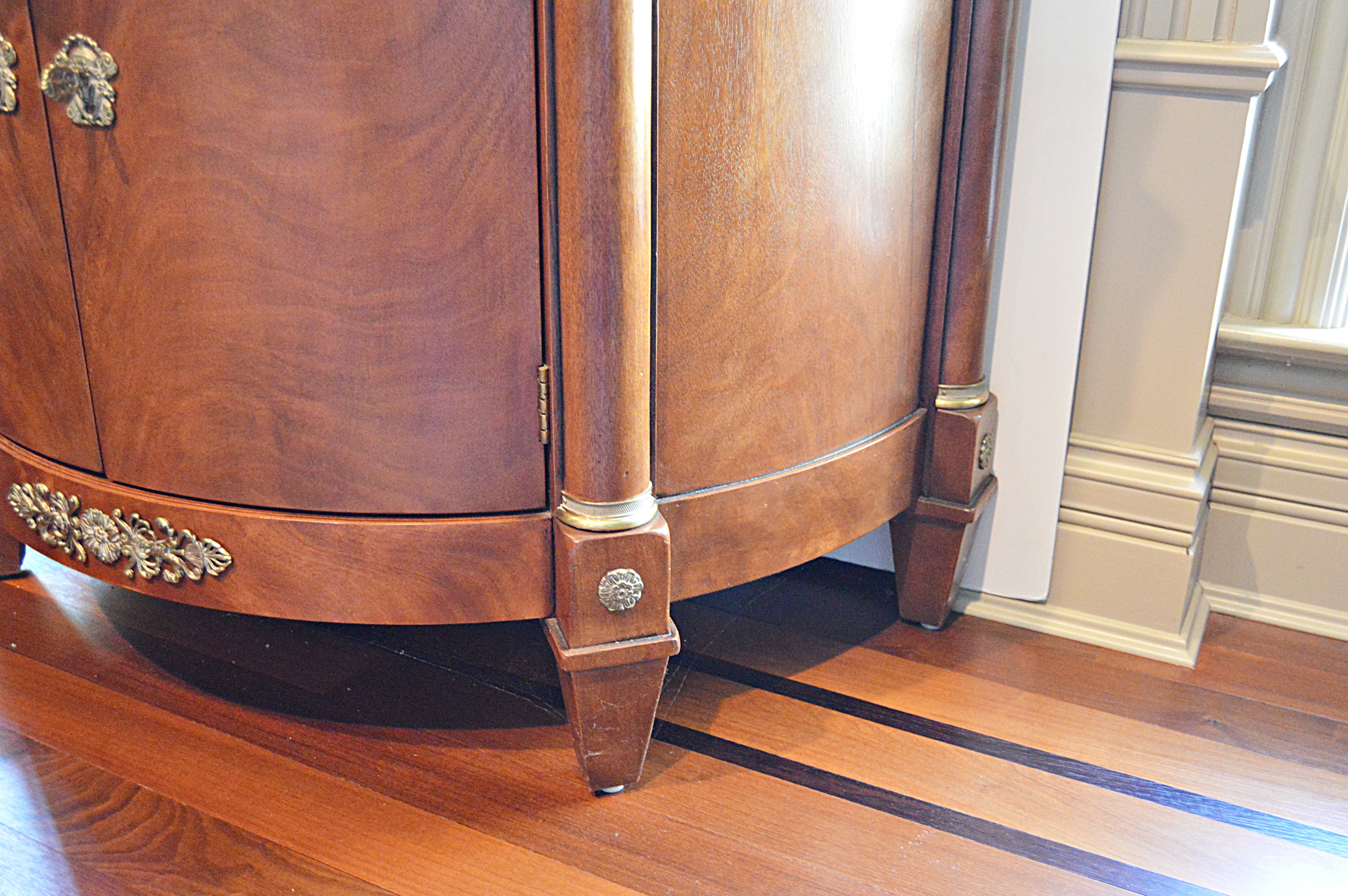 Henredon Regency Style Demilune Sideboard Cabinet with Marble Top