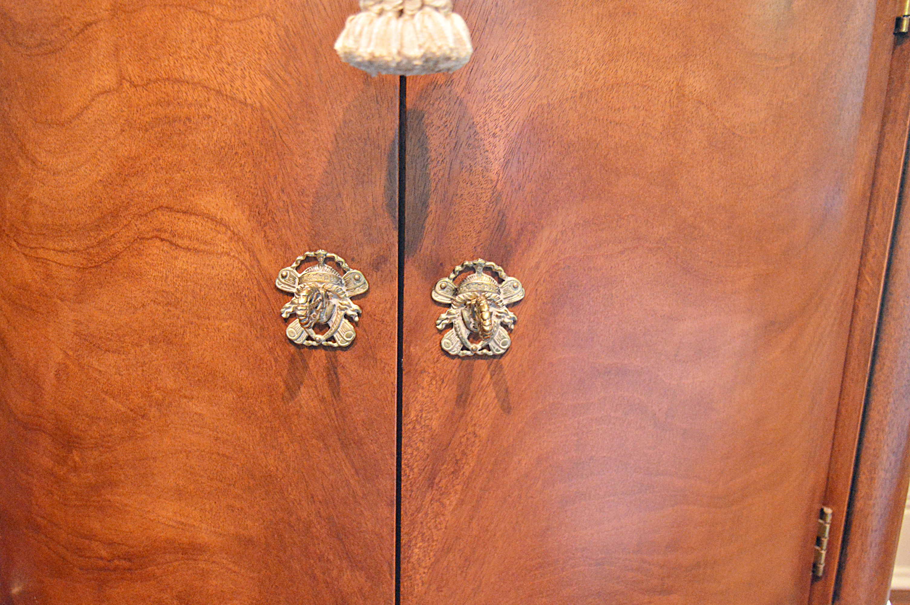 Henredon Regency Style Demilune Sideboard Cabinet with Marble Top