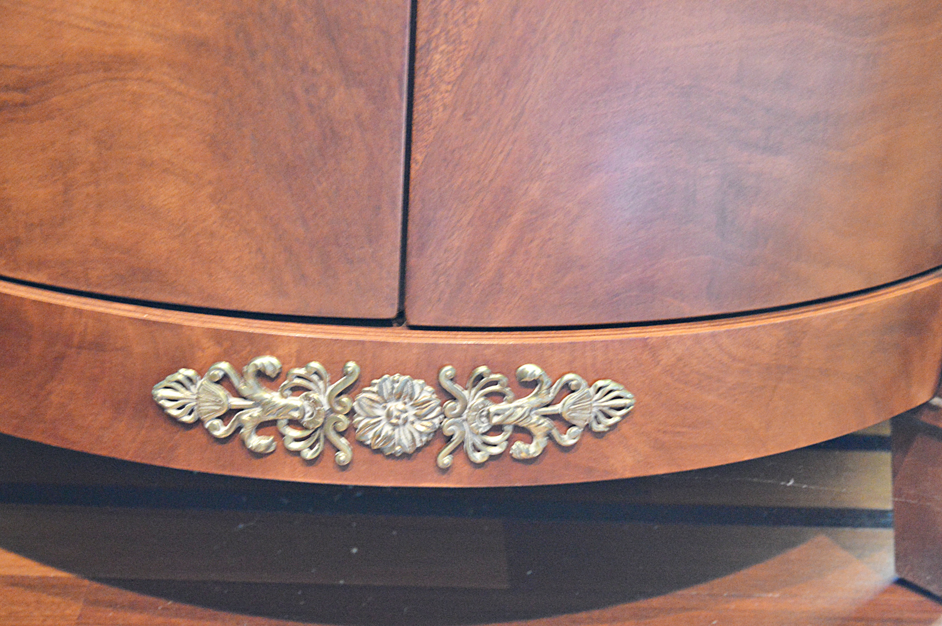 Henredon Regency Style Demilune Sideboard Cabinet with Marble Top