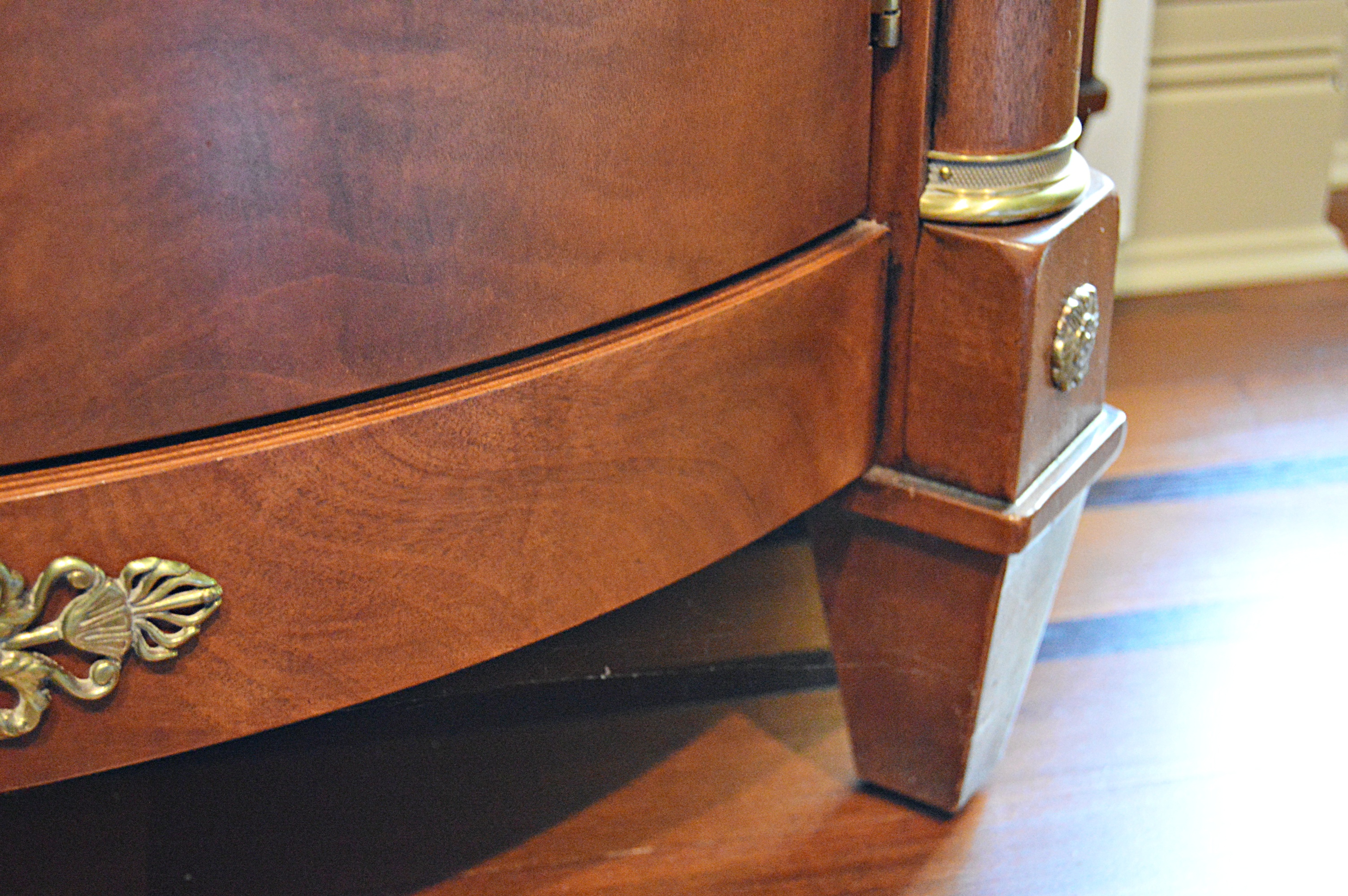 Henredon Regency Style Demilune Sideboard Cabinet with Marble Top