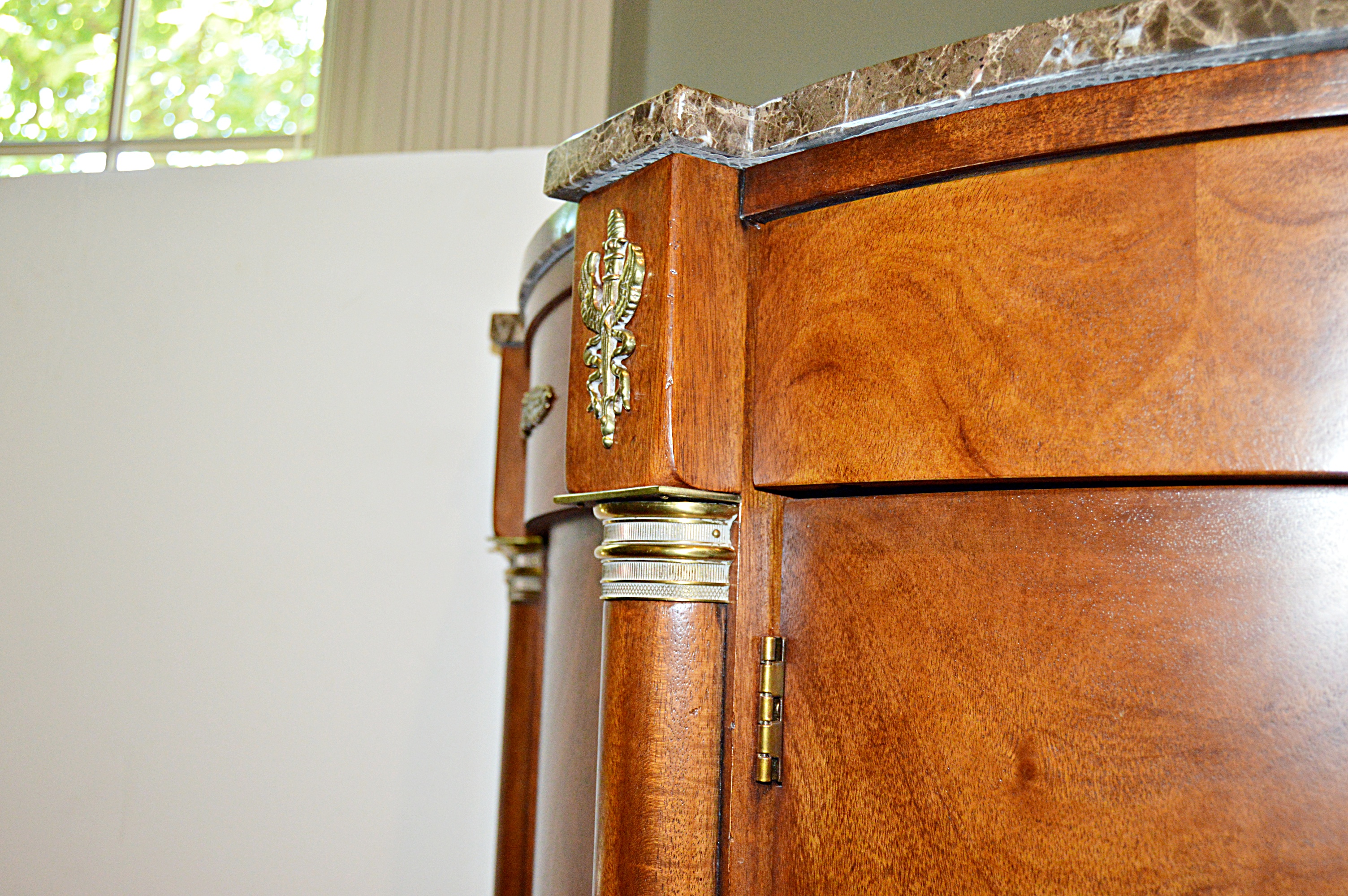 Henredon Regency Style Demilune Sideboard Cabinet with Marble Top