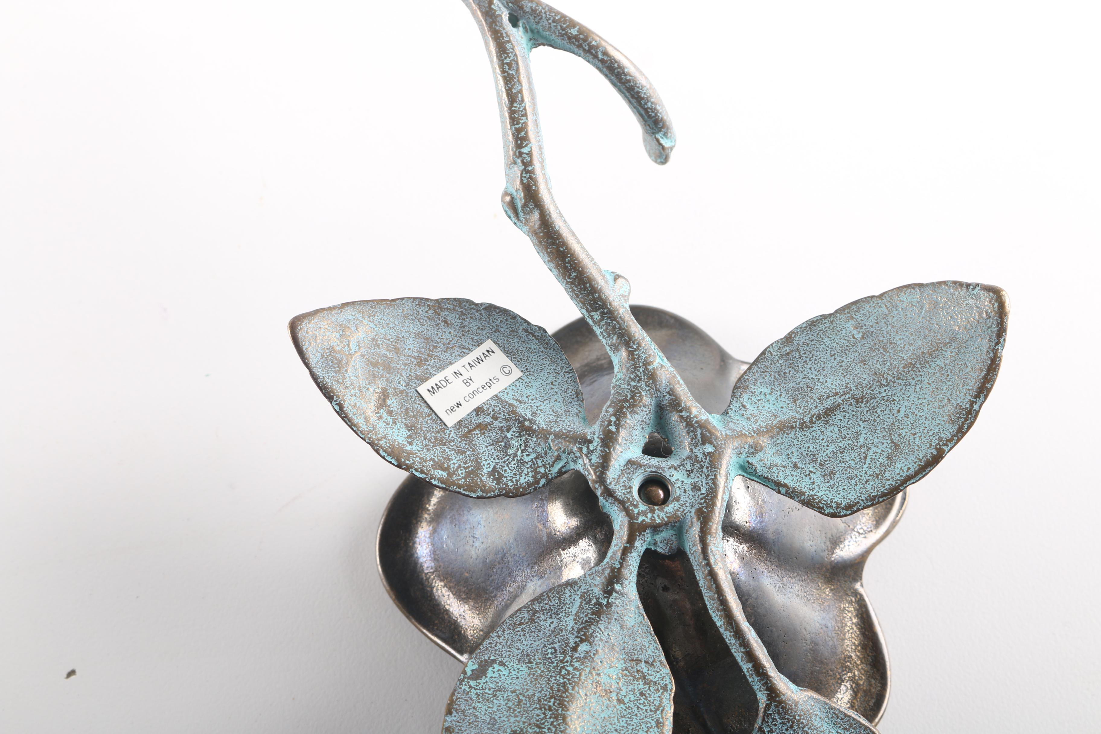 Bronze Crane and Flower Decor