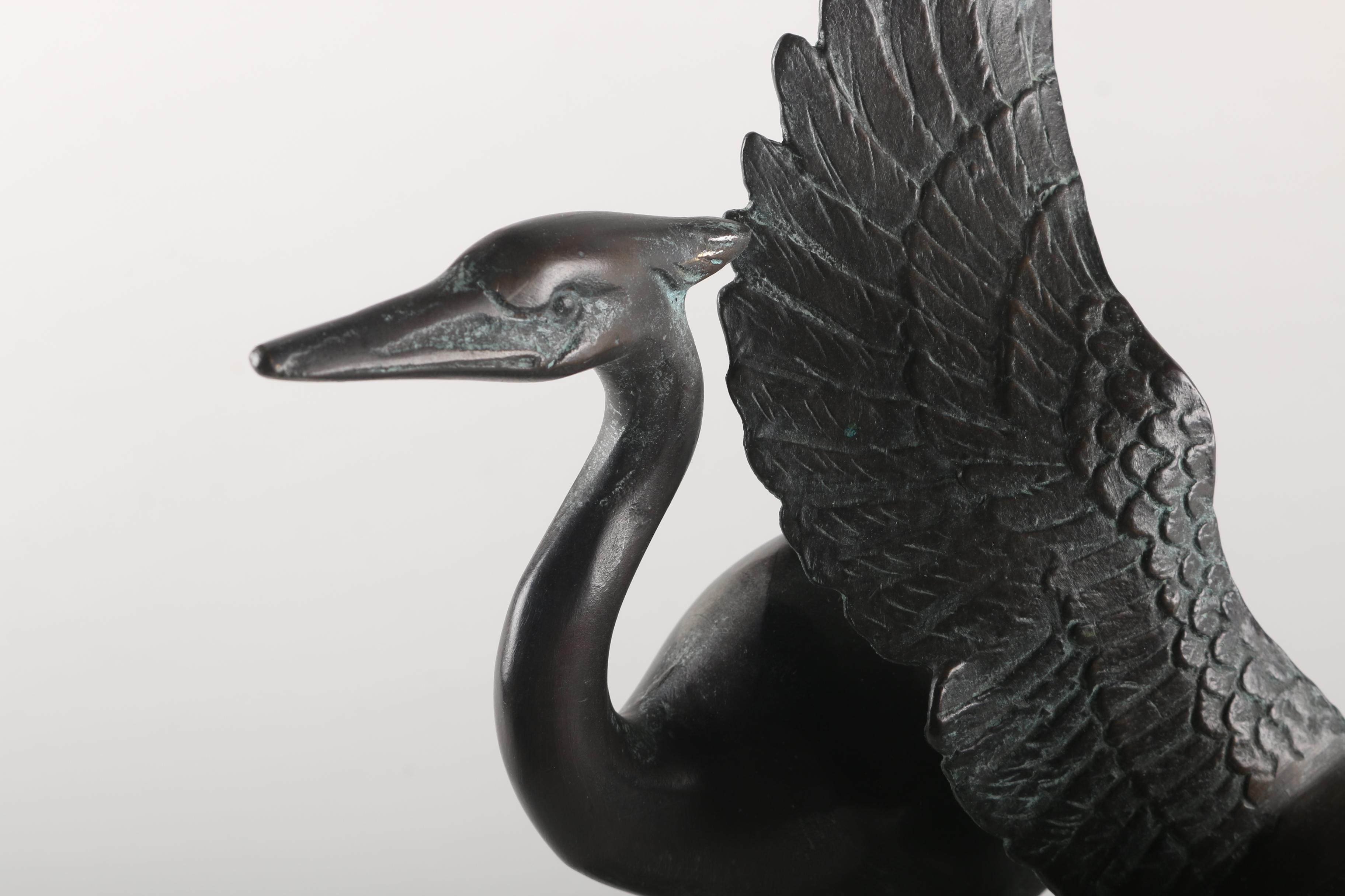 Bronze Crane and Flower Decor