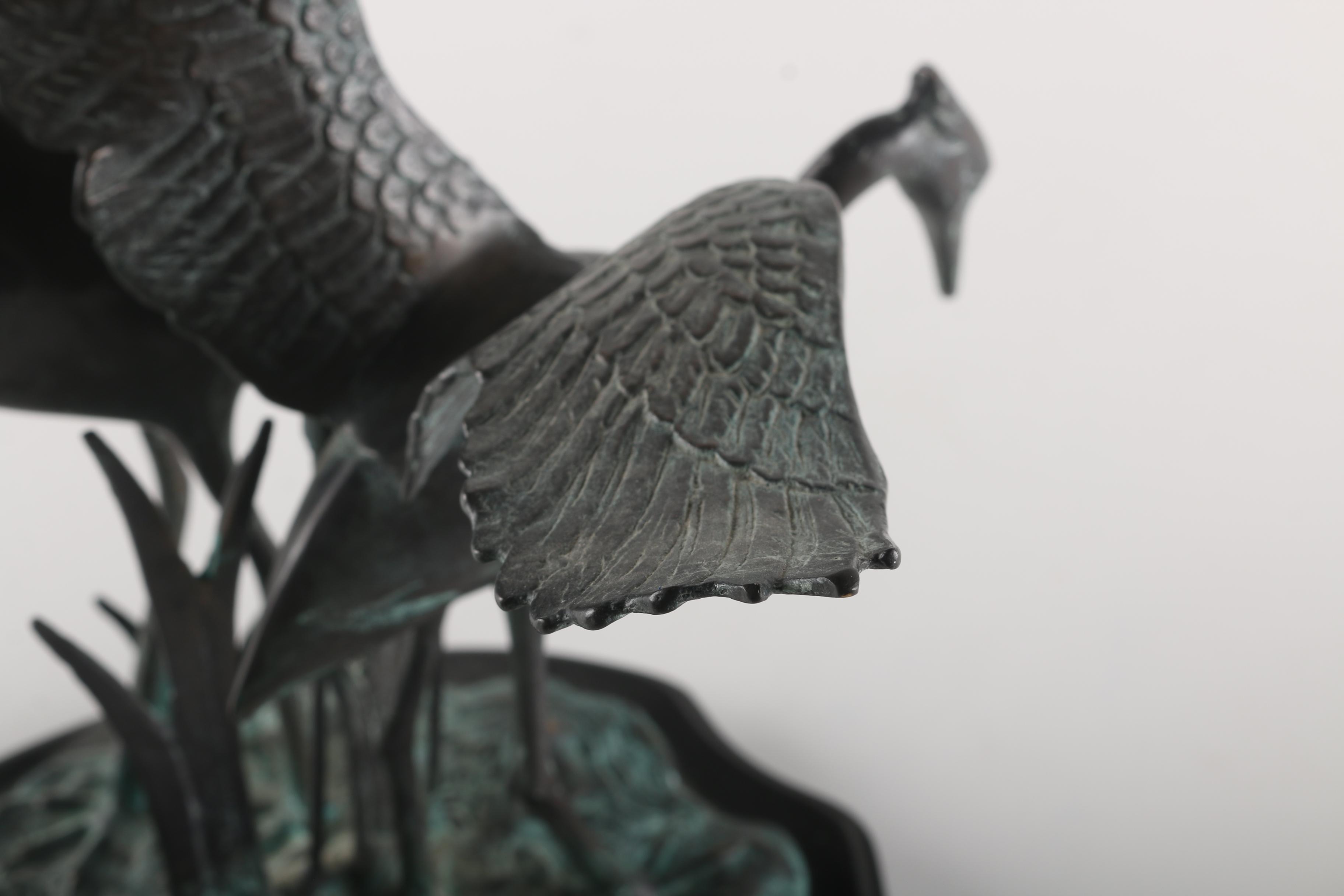 Bronze Crane and Flower Decor