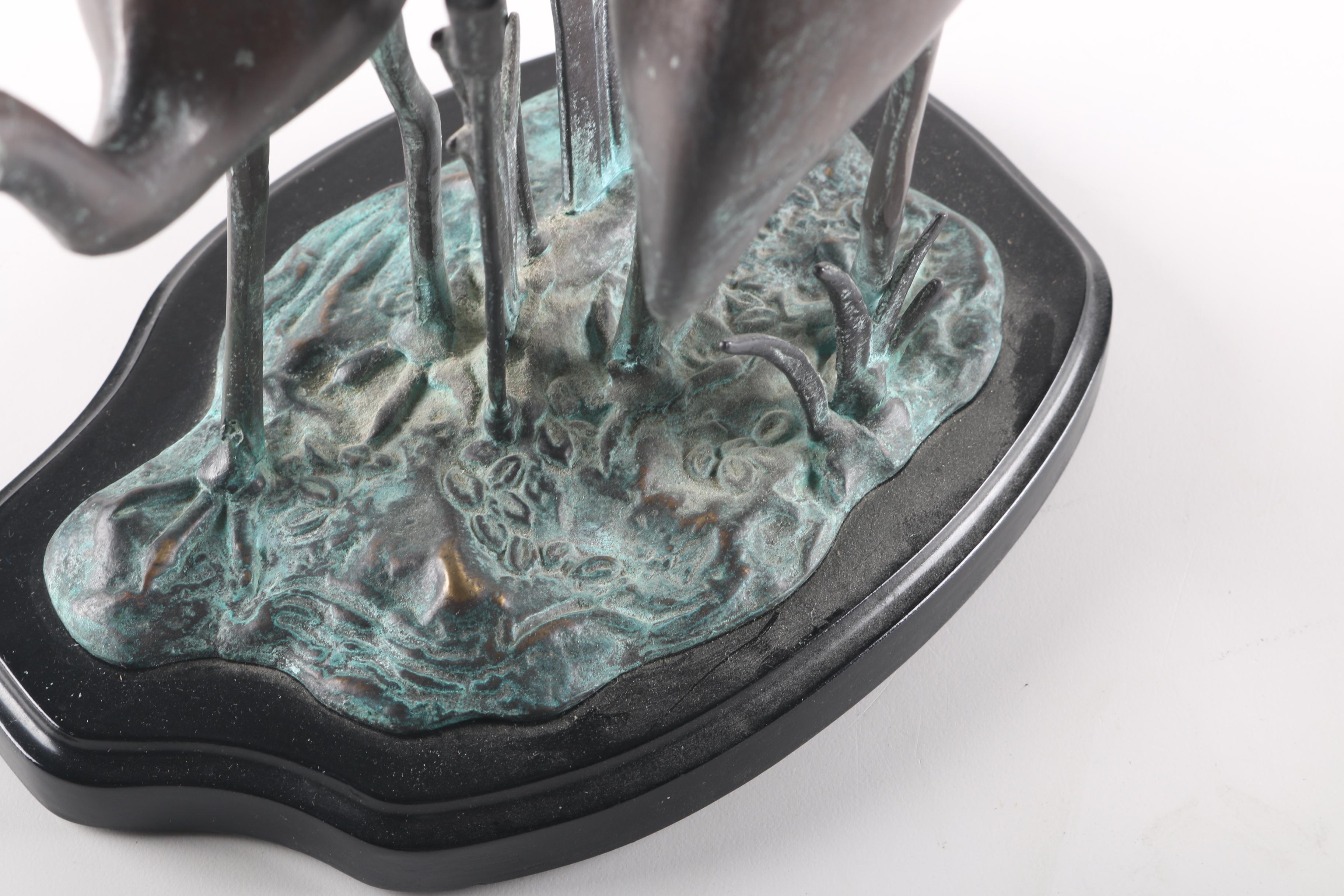 Bronze Crane and Flower Decor