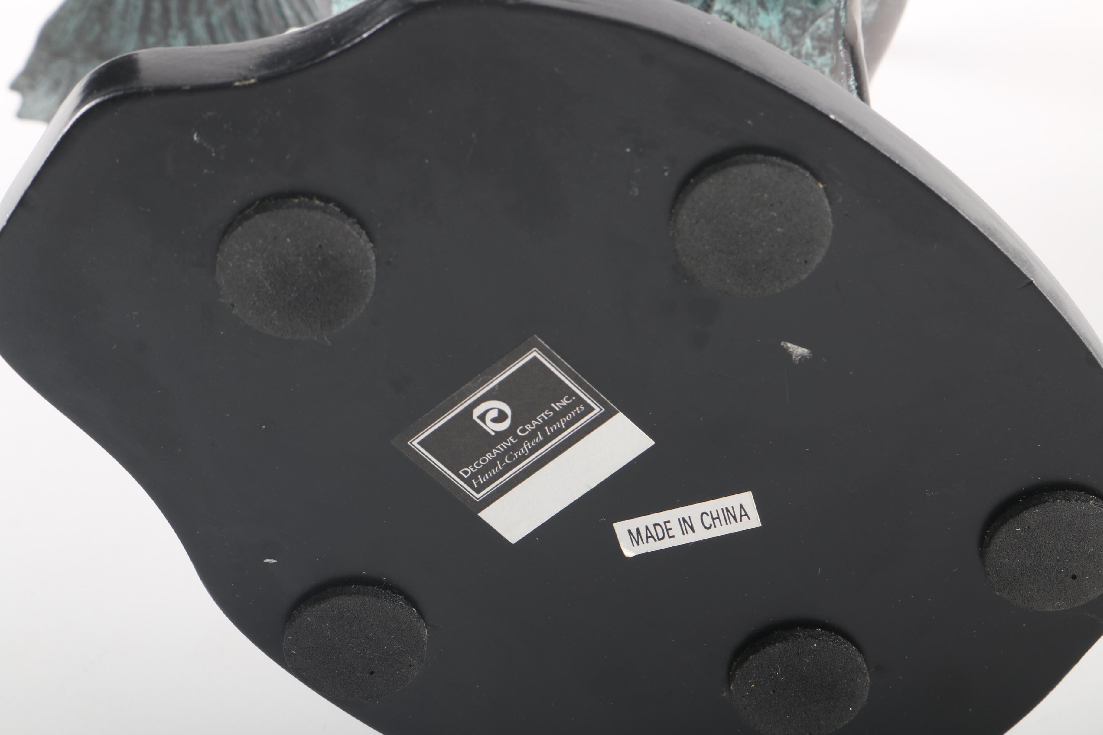 Bronze Crane and Flower Decor