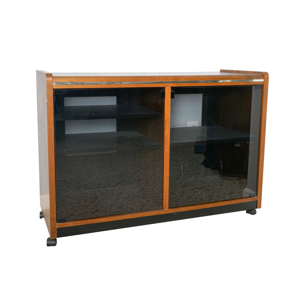 Media Cabinet With Smoked Glass Doors