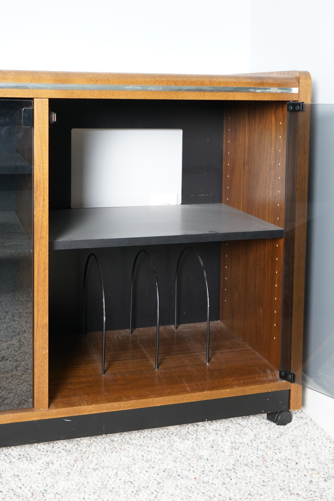 Media Cabinet With Smoked Glass Doors