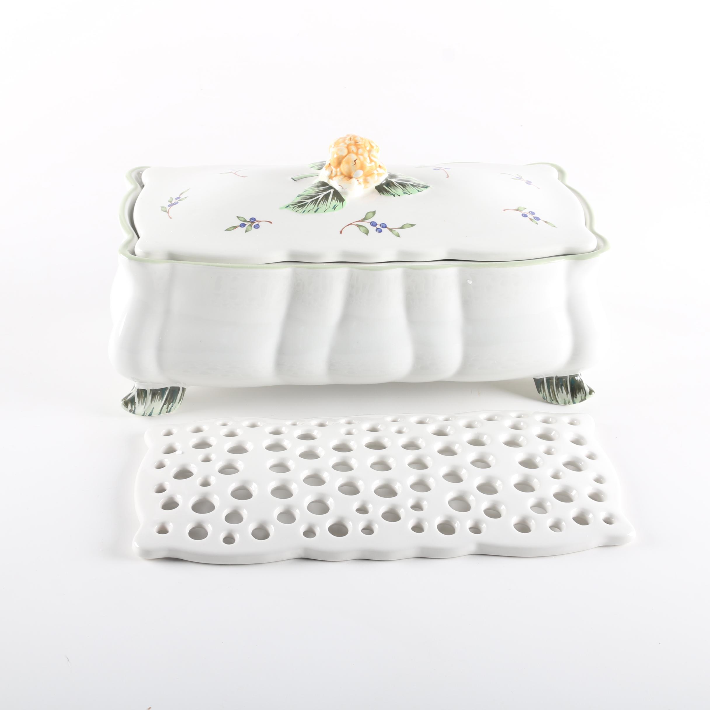 "Vintage Garden" by Princess House Centerpiece with Floral Arranger and Lid