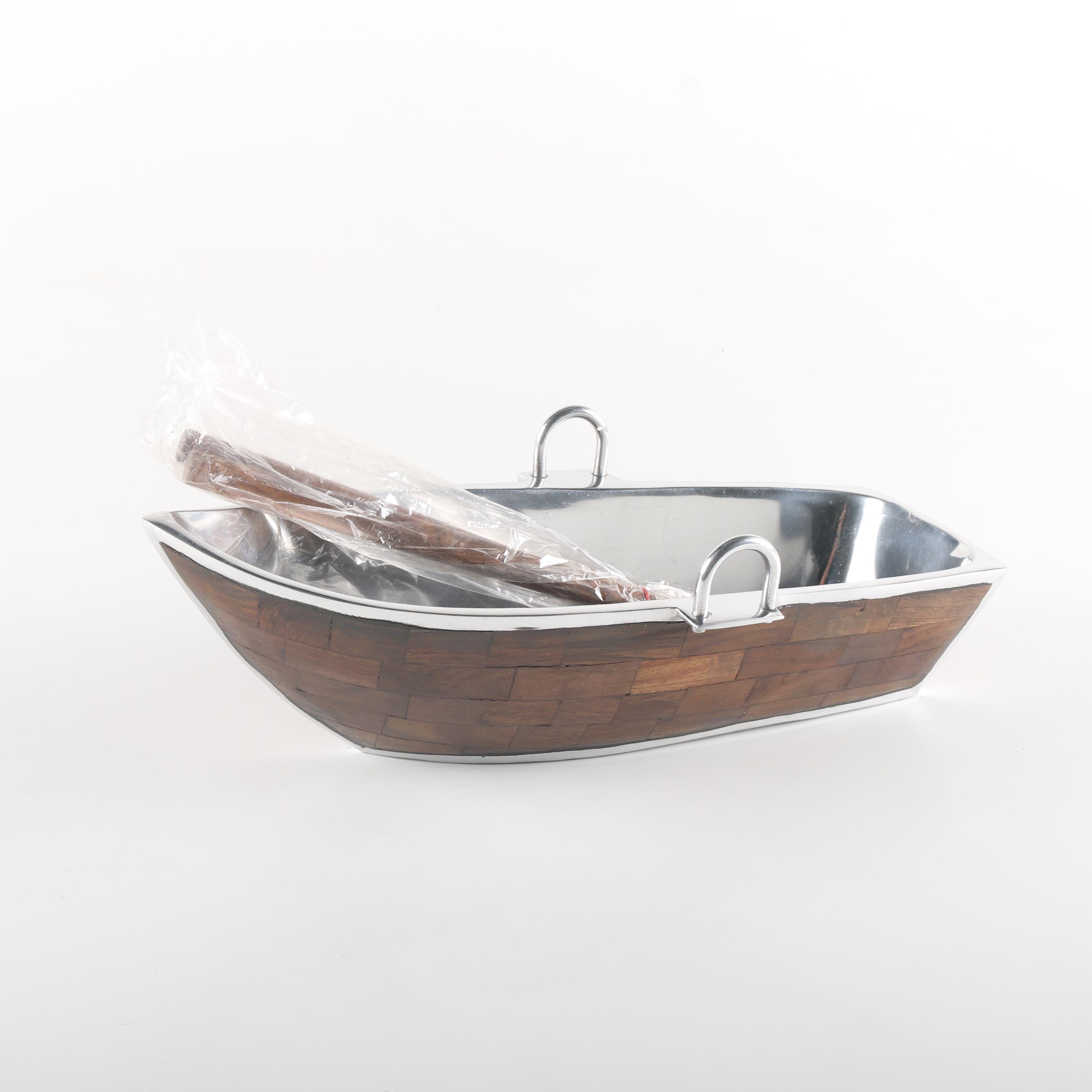 "Godinger"  Three-Piece Row Boat Salad Set