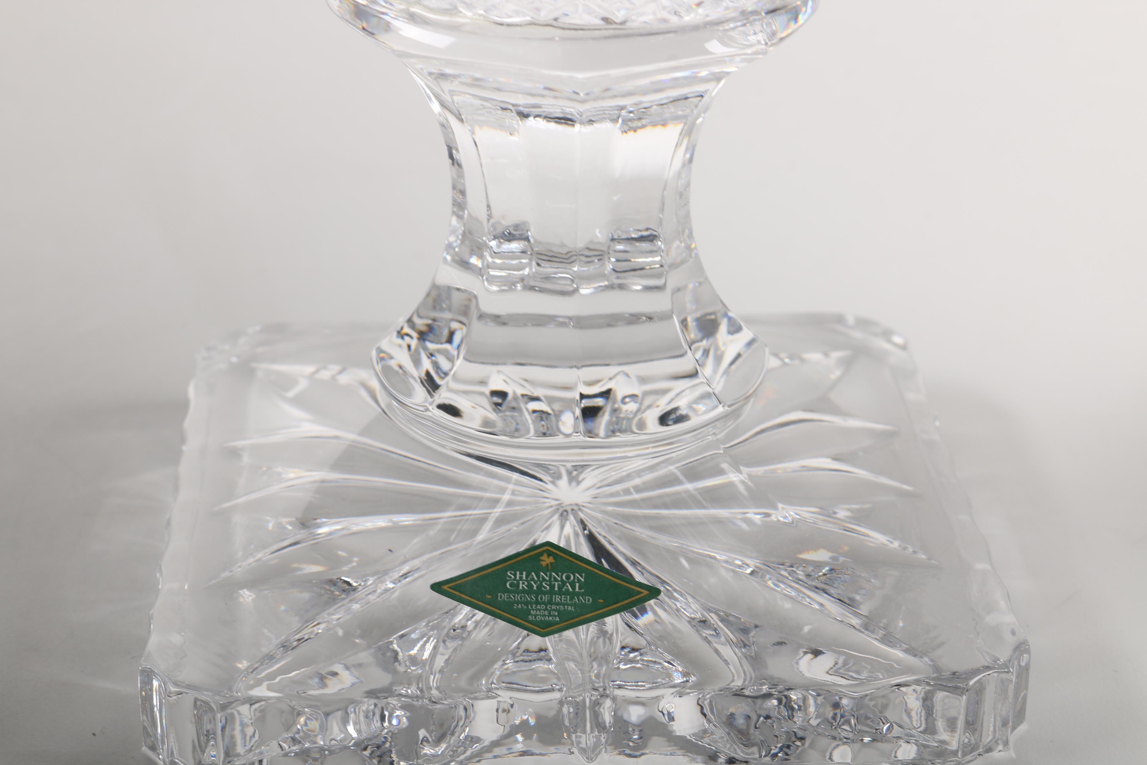 Pair of Shannon Crystal "Brandon" Hurricane Candle Holders