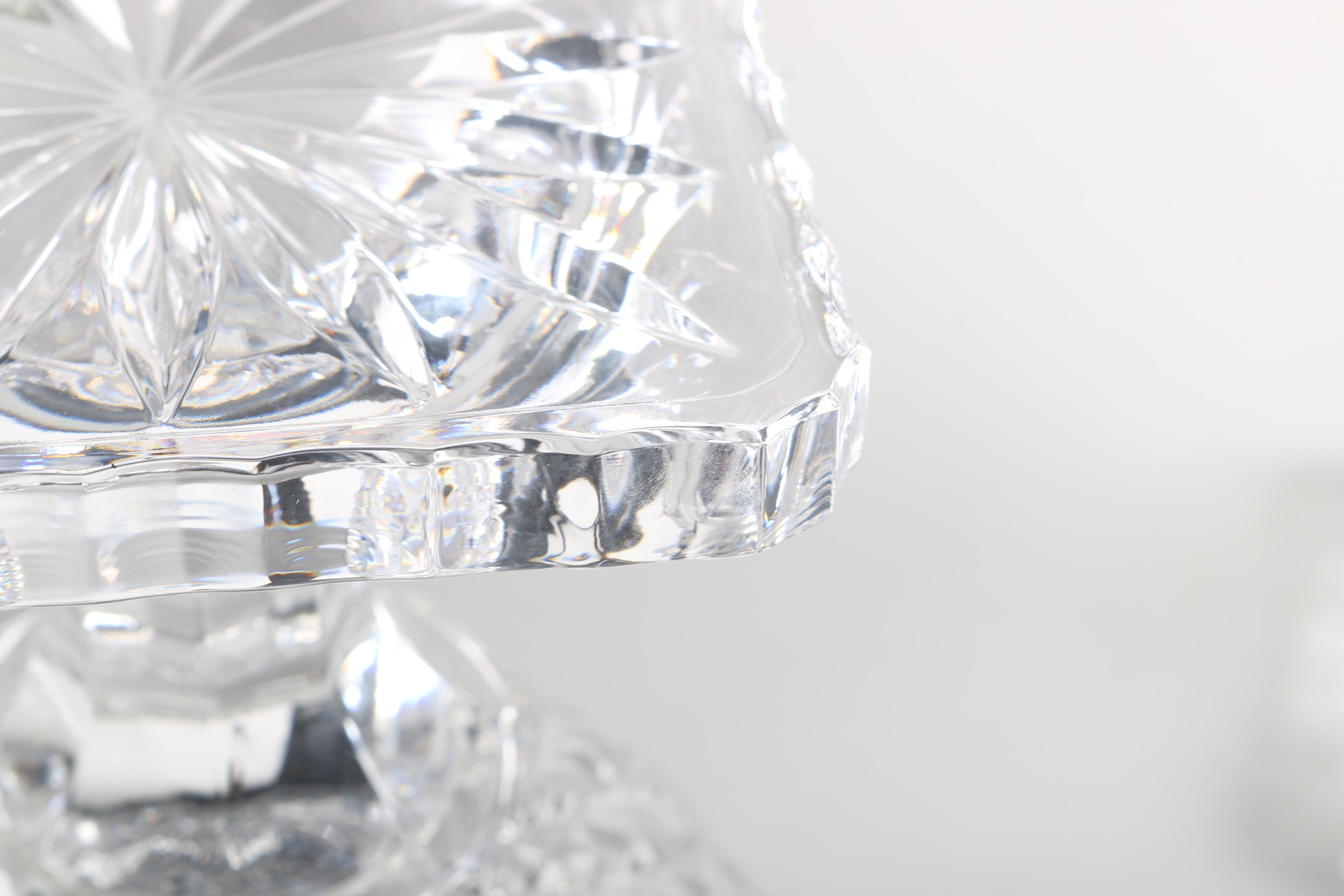 Pair of Shannon Crystal "Brandon" Hurricane Candle Holders