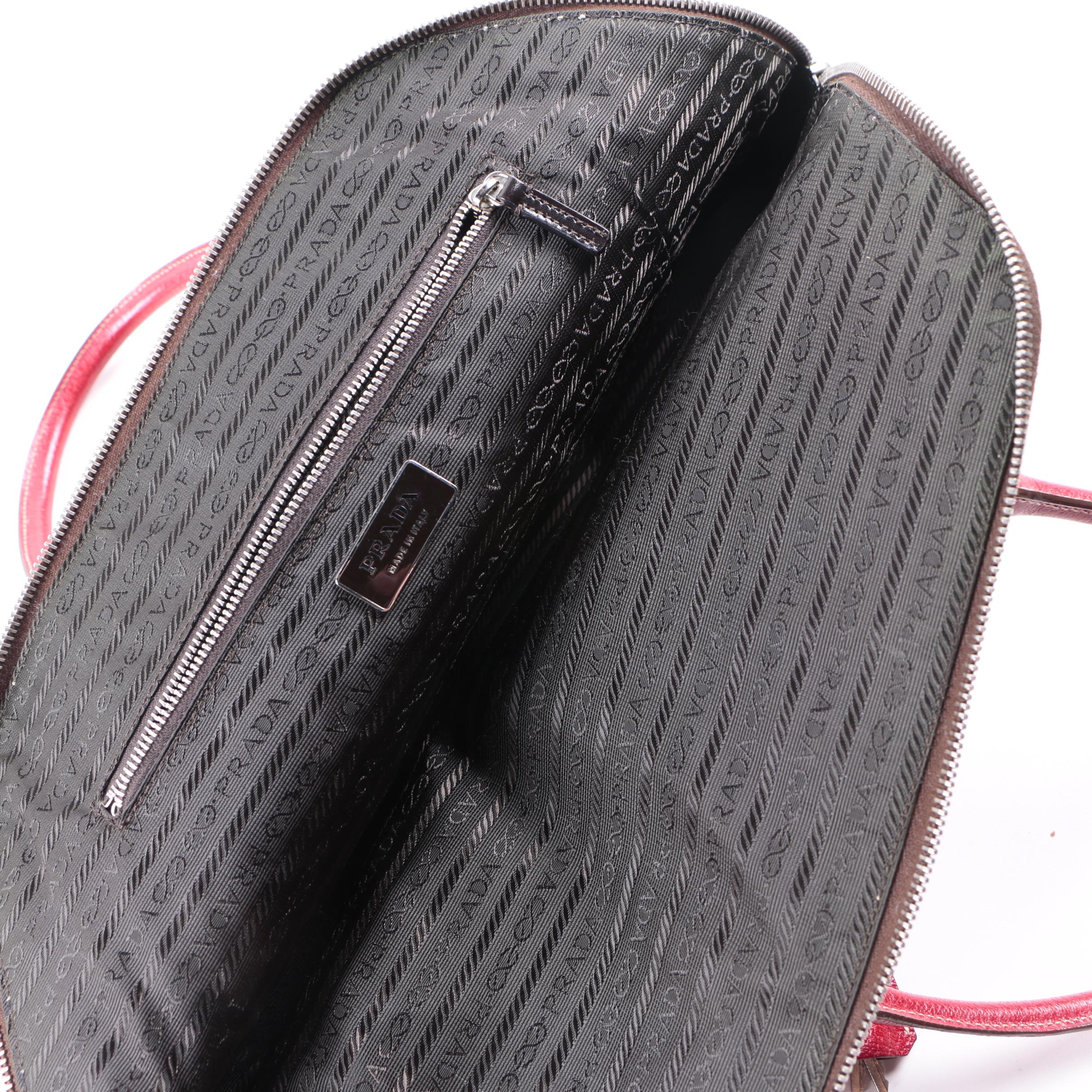 Red Leather Prada Handbag