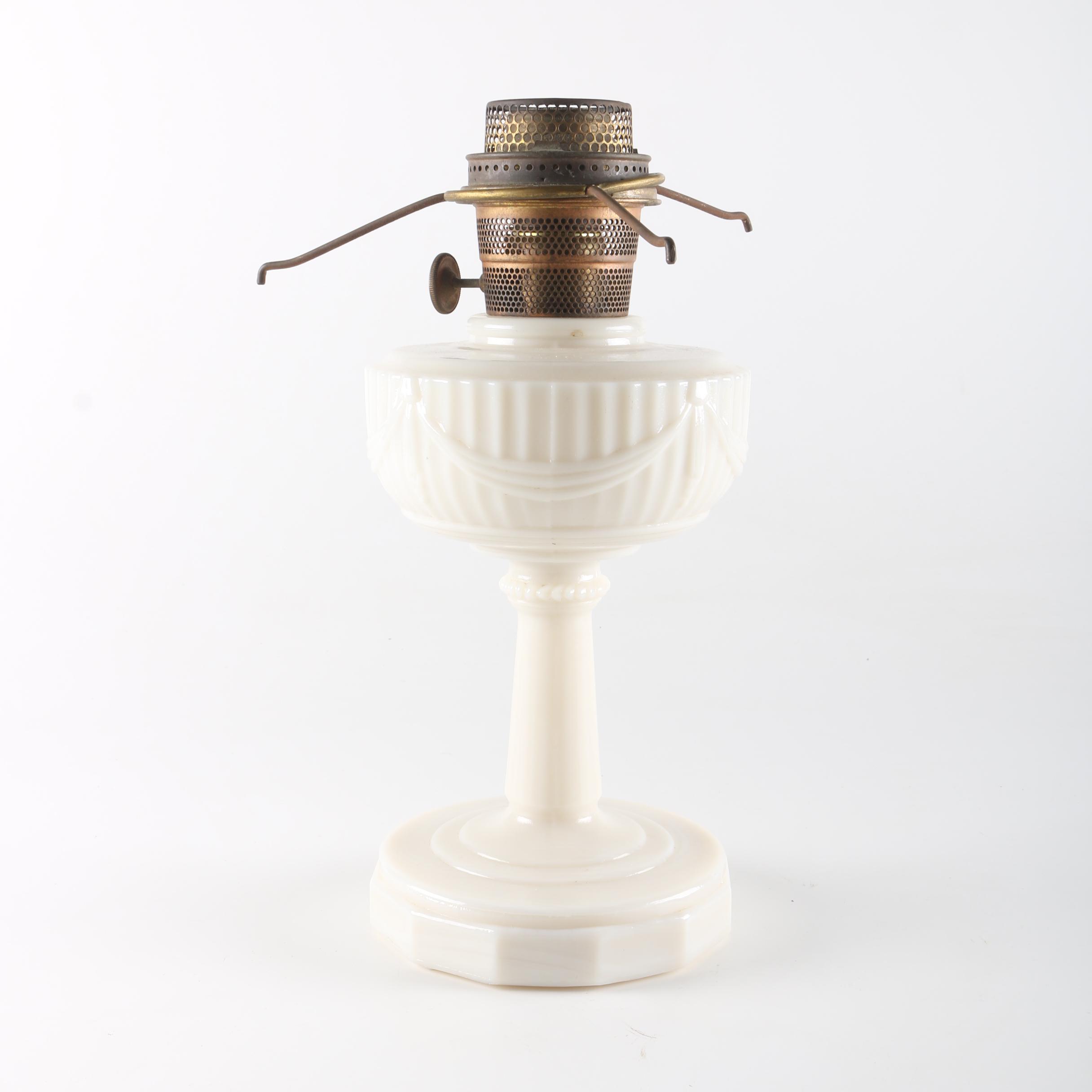 White Milk Glass Table Lamp