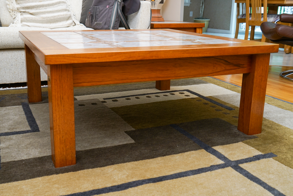 Vintage Danish Modern Teak and Tile Living Room Tables