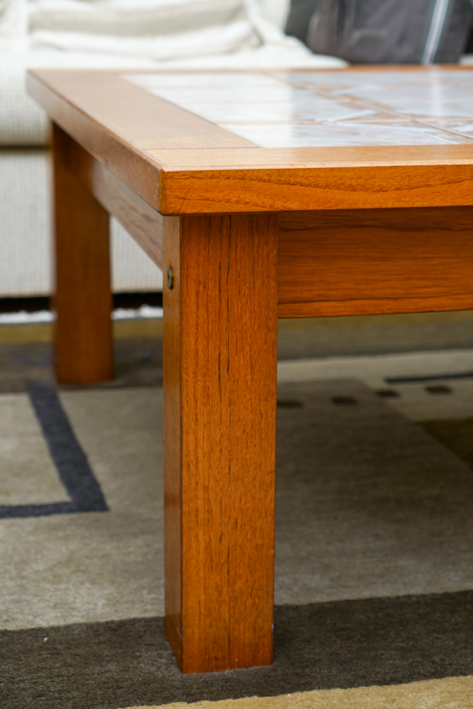 Vintage Danish Modern Teak and Tile Living Room Tables