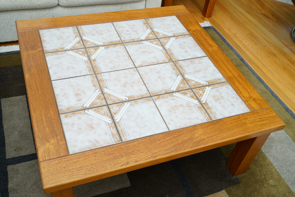 Vintage Danish Modern Teak and Tile Living Room Tables