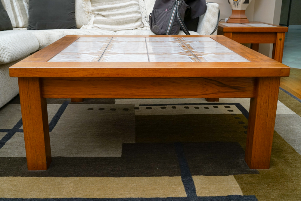 Vintage Danish Modern Teak and Tile Living Room Tables