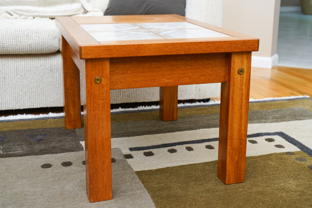 Vintage Danish Modern Teak and Tile Living Room Tables