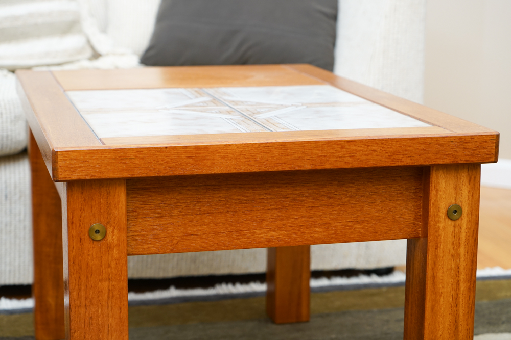 Vintage Danish Modern Teak and Tile Living Room Tables