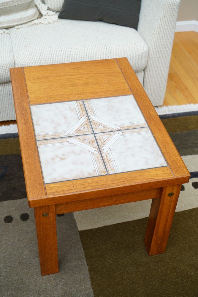 Vintage Danish Modern Teak and Tile Living Room Tables