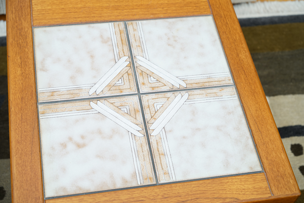 Vintage Danish Modern Teak and Tile Living Room Tables