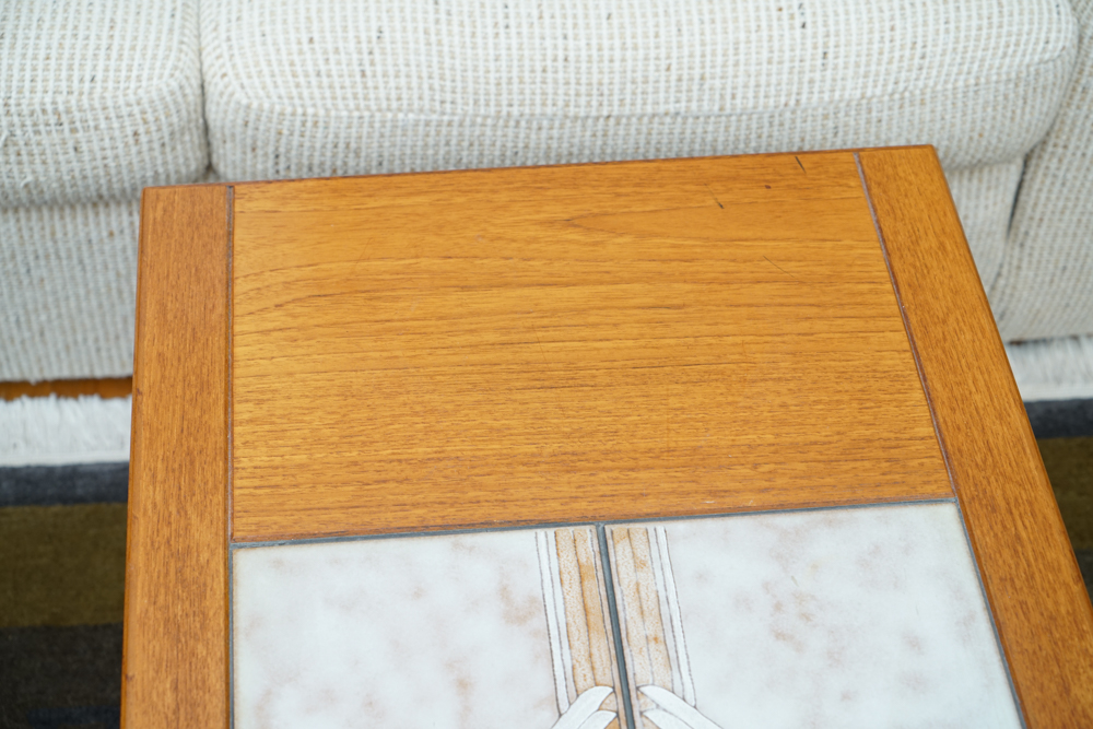 Vintage Danish Modern Teak and Tile Living Room Tables