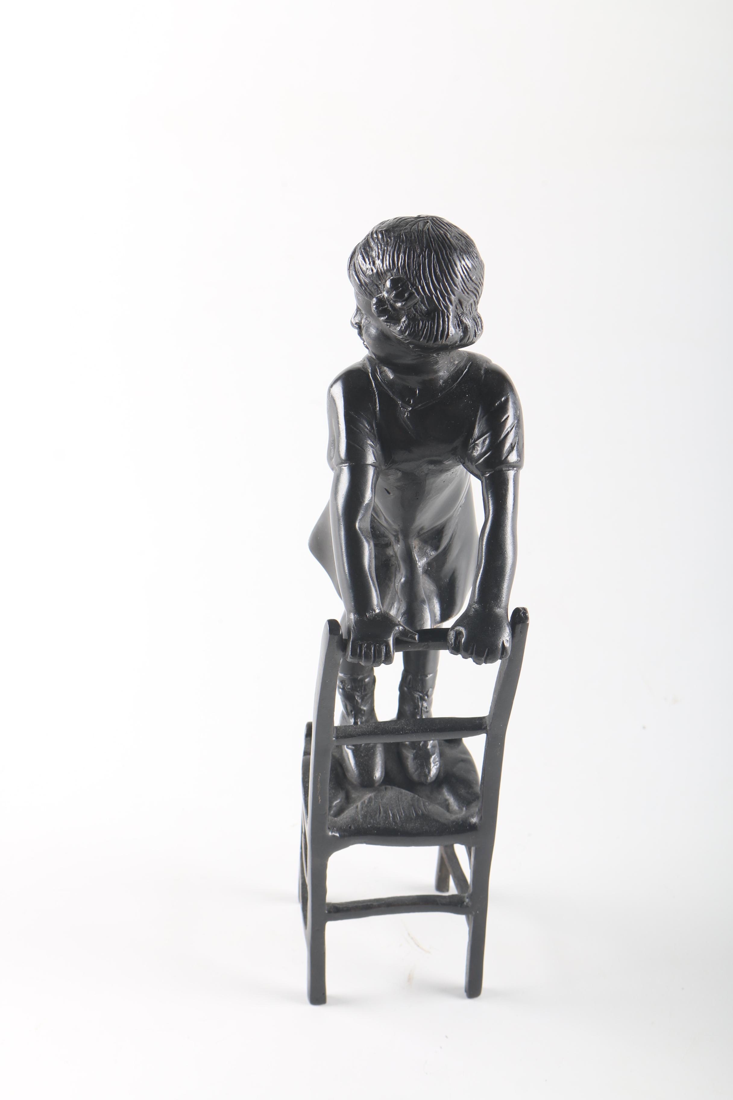 Bronze Child on Chair Figurine